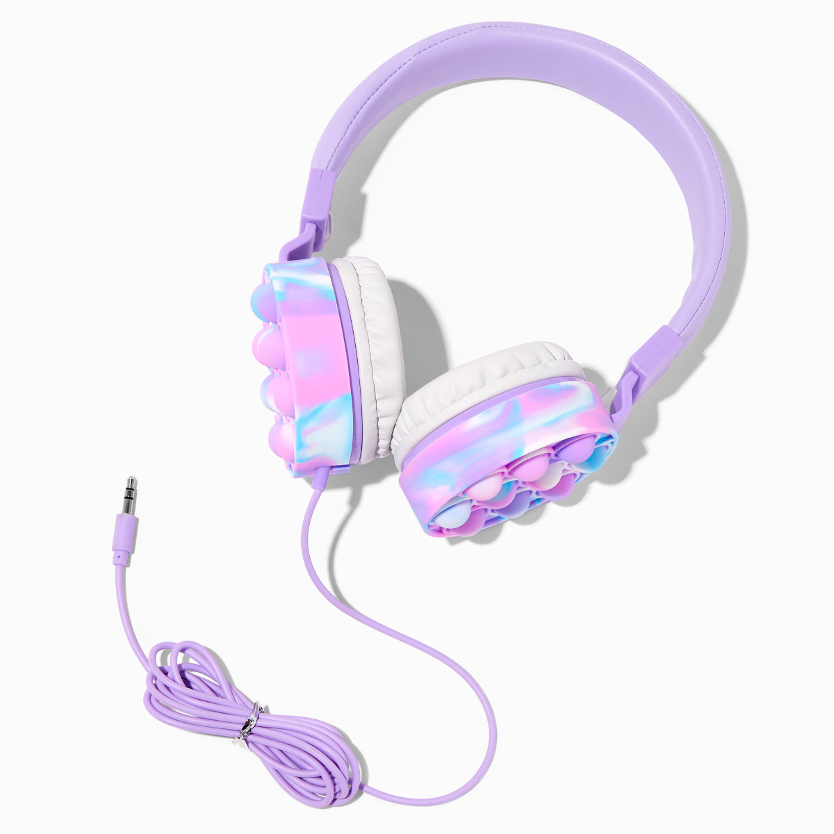 Claires Tie Dye Popper Headphones | Purple